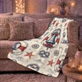 thumbnail image 6 of Vintage Nautical Maritime Inspired, Cozy Coastal Landscape Scene, Warm Flannel Blanket for Beach House and Living Room, Beach Lovers Housewarming Gift, Coastal Home Decor, 6 of 9