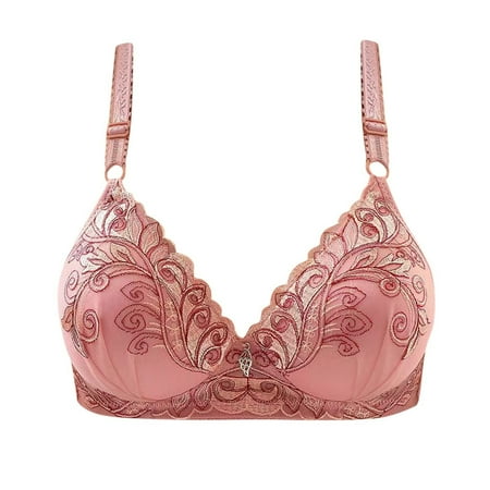 HYSYSB Push Up Bras balconette Bras for Women daisy Bra compression Bra high Support Bras for Strap Full Coverage Up Bras No Underwire Wireless Bras comfortable Sports Bras for Women Pink 38