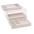 thumbnail image 3 of FFENYAN Velvet Transparent Jewelry Storage Box Ladies Jewelry Box (With 3 Drawers) Beige, 3 of 4