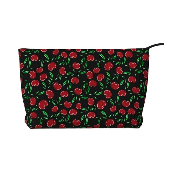 Picia Cherry Printed Cosmetic Bags for Women Makeup Bag Large Capacity Purse Travel Toiletry Zipper Storage Pouch Make up Brushes Organizer for Gifts