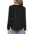 thumbnail image 3 of INSPIRE CHIC V Neck Button Front Top for Women's Long Sleeve Casual Dressy Top XS Black, 3 of 6