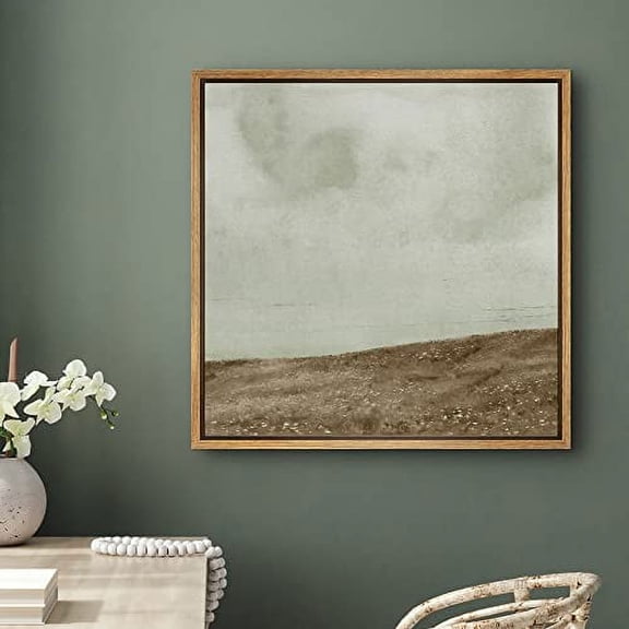 PixonSign Framed Canvas Wall Art Aerial View Cloudy Rocky Mountain Landscape Print Nature Wilderness Fine Art Farmhouse/Country Minimal Artwork for Living Room, Bedroom, Office - 24"x24" Natural