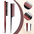 thumbnail image 5 of OPALESQUE 3 Pcs Hair Teasing Comb Set,Nylon Triple Comb and Boar Bristle Teaser Brushes for Women and Men styling Thick Fine Hair Styling, 5 of 7