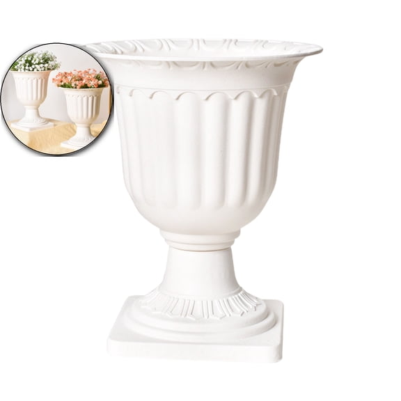 3.6L Roman Column Flower Pot – Square Bottom, High-Legged & Outward-Expanding Plastic Planter for Artificial Plants, Home Decor & Indoor Gardening