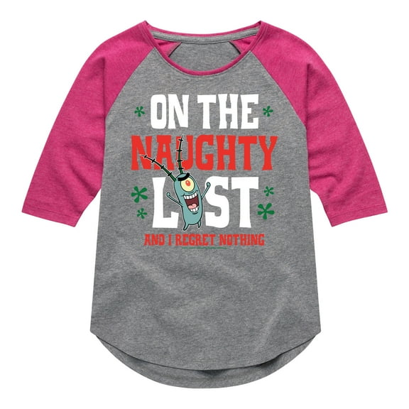 SpongeBob SquarePants - Plankton Naughty List - Toddler And Youth Girls Raglan Graphic T-Shirt