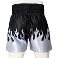 thumbnail image 4 of Men Boxing Shorts MMA Mauy Thai Training Fitness Gym Cage Fight Kickboxing Trunks Clothing Black Silver Flame Medium, 4 of 7