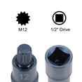 thumbnail image 3 of Uxcell 1/2-Inch Square Drive x M12 Metric Spline Bit Socket, 2 Inch Length, 3 of 5