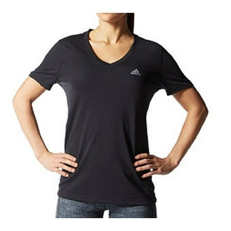 - Adidas Womens Athletic V-Neck Shirt Black & Gray - M