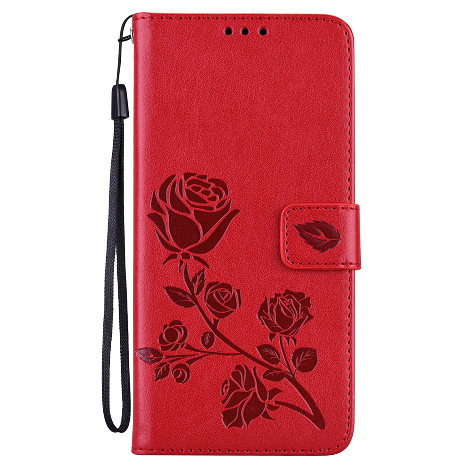 For iPhone 12 Case Embossed Rose Pattern Leather Magnetic Flip Stand ...