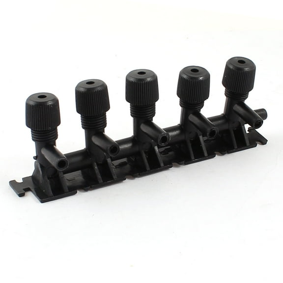 Unique Bargains Detachable 6mm Dia Tubing 5 Way Air Control Valve Black for Aquarium Fish Tank