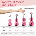 thumbnail image 4 of imerelez 3/4 Size Acoustic Violin Starter Set, Pink Basswood Body with Maple Top, Bow, Case & Rosin for Beginner, 4 of 7