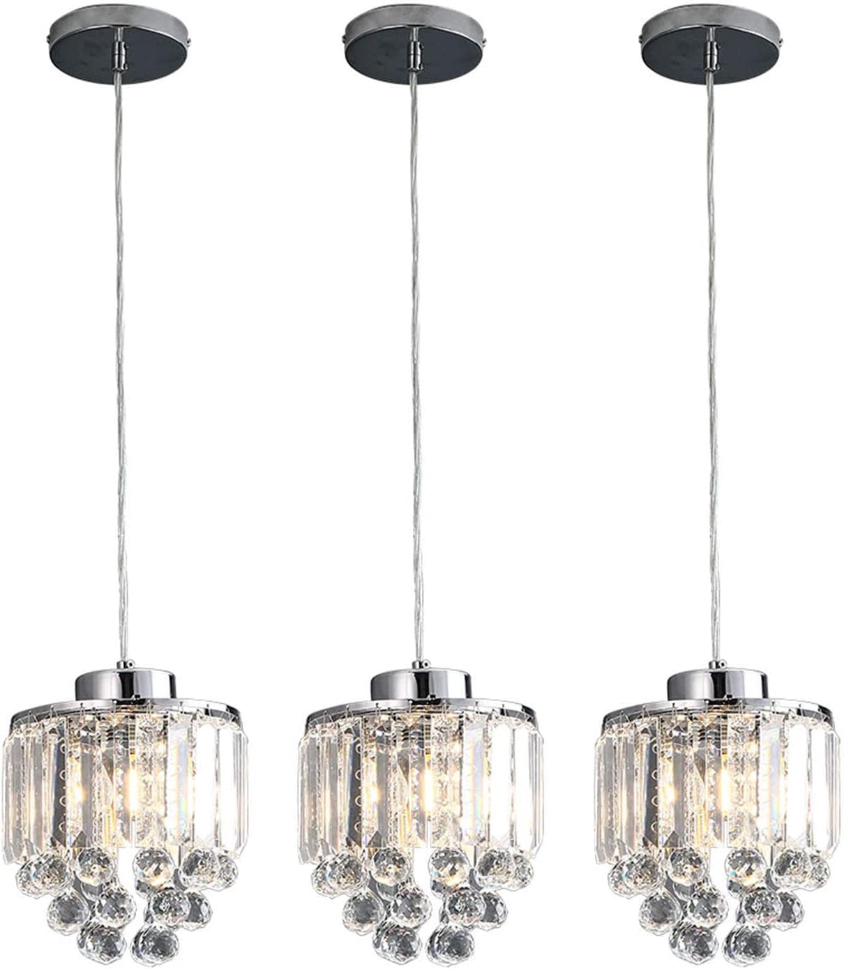 MONIPA Modern Simple Electric Transparent Crystal Chandelier 3 Pack