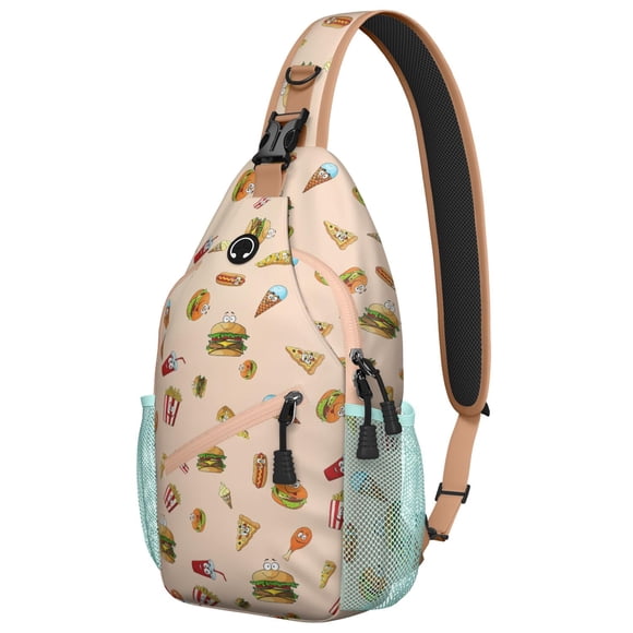 Sac à Dos à Bandoulière d'Été Motif Crème Glacée Nourriture Mignon Friandises Sucrées pour Voyage Vélo Randonnée Léger