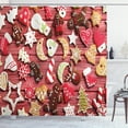 thumbnail image 1 of Ambesonne Gingerbread Man Shower Curtain, Sugary Treats, 69"Wx84"L, Red Brown White, 1 of 3