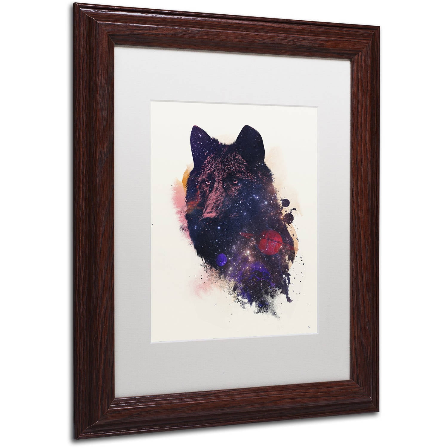 Trademark Fine Art 'Universal Wolf' Canvas Art by Robert Farkas, White Matte, Wood Frame