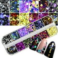 thumbnail image 2 of UDIYO 12 Grid Glitter Mixed Mirror Round Nail Art Sequins DIY Manicure Decoration, 2 of 7
