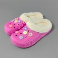 thumbnail image 3 of Rokment Flower Fuzzy Clogs for Women Winter Fashion Fleece Lined Warm Lightweight Slip on Garden Shoes Indoor Outdoor Mules Slippers Hot Pink Size 8, 3 of 6