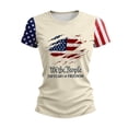 thumbnail image 3 of Youpwaven Women's 250th Anniversary USA Graphic T-Shirt, 2026 "We The People" Mismatched Sleeve Tee, Patriotic Ripped Flag Celebration Shirt, Independence Day Apparel, 3 of 6