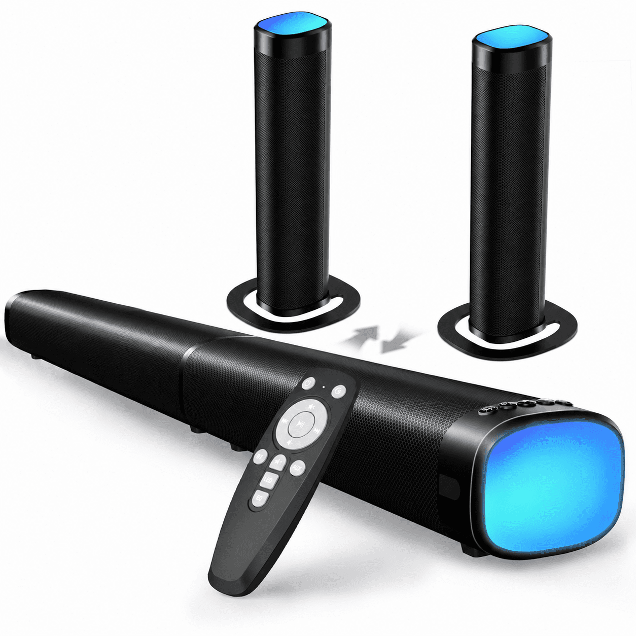 Sound Bar for Smart TV, 100W Bluetooth 5.3 Soundbar with RGB Lighting, 2-in-1 Detachable Sound Bar for TV, Surround Sound System for TV, Gaming Speaker