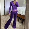 thumbnail image 2 of vigerkar Tracksuit Womens Two Piece Lounge Set Long Sleeve Zip up Hooded Jacket Wide Leg Pants Y2k Sweatsuit Set (Purple, XXL), 2 of 6