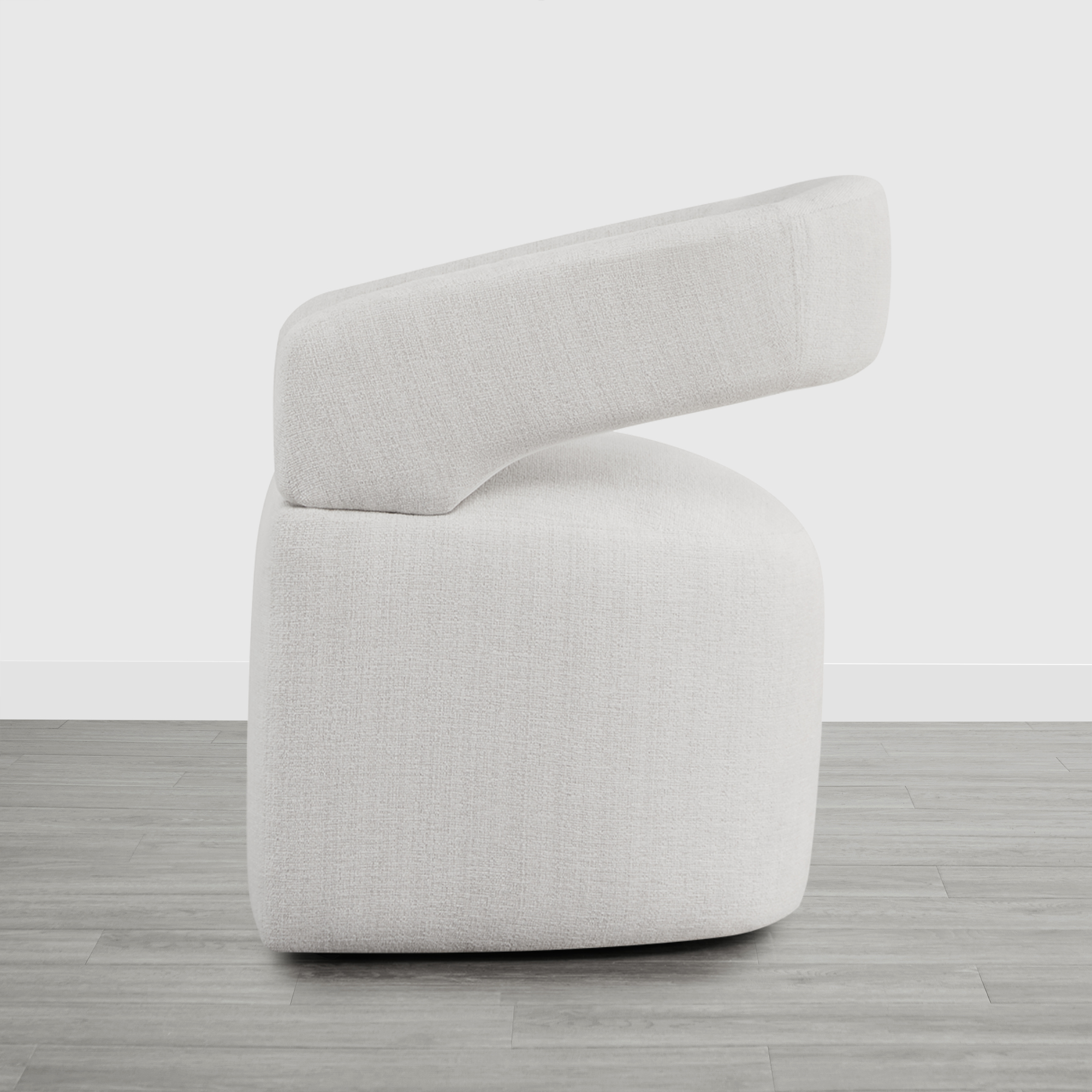 Spruce & Spring Upholstered Dining Chair with Open Back and Hidden Casters, Single, Linen