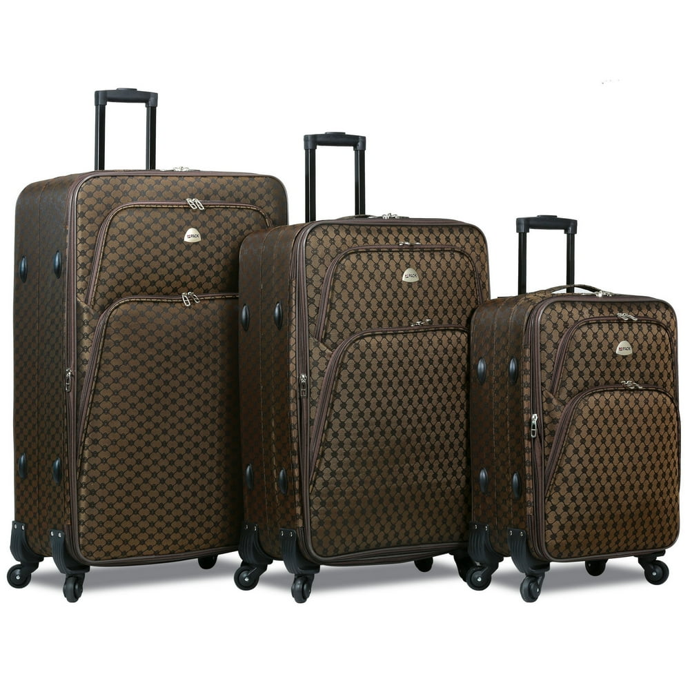 Hipack 3Piece Spinner Expandable Luggage Set Dark Brown Walmart