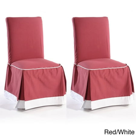 - Classic Slipcovers Skirted Two-tone Cotton Dining Chair Slipcovers (Set of 2)