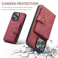thumbnail image 3 of Wallet Case for iPhone 16 Pro Max, Retro PU Leather Shockproof Phone Case Magnetic Snap Back Cover Detachable with Card Holder Pocket Wallet Stand for iPhone 16 Pro Max, Red, 3 of 8