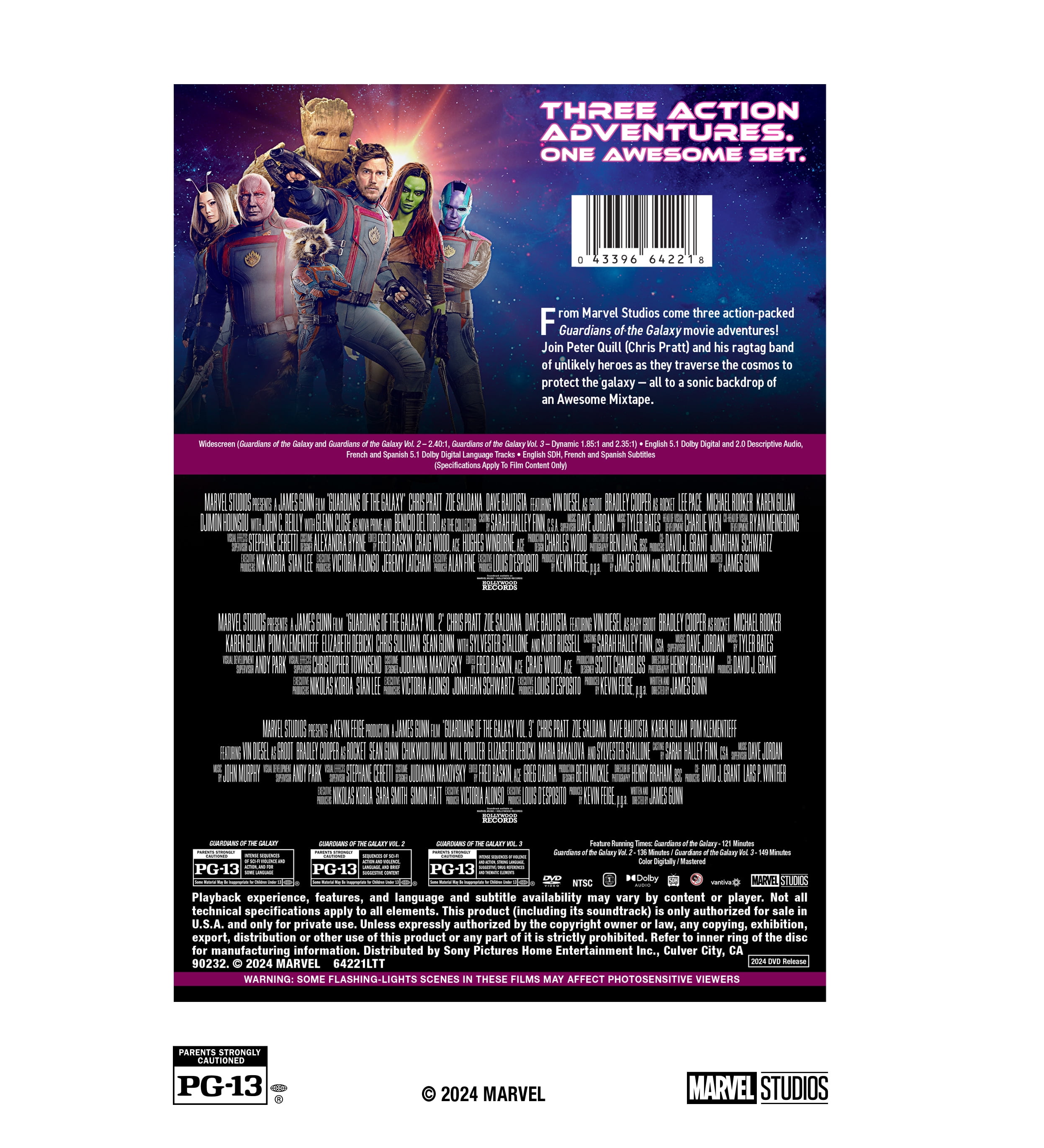 Disney Guardians of the Galaxy DVDs 2014 2017 2023 Marvel Space