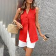 thumbnail image 5 of Weikingp Cotton Vests for Women Office Work Formal Button Down Vest Dressy Casual Formal Waistcoat for Women Linen Sleeveless Tank Tops for Women's Outerwear Sleeveless Jacket Vest Red 2XL, 5 of 5