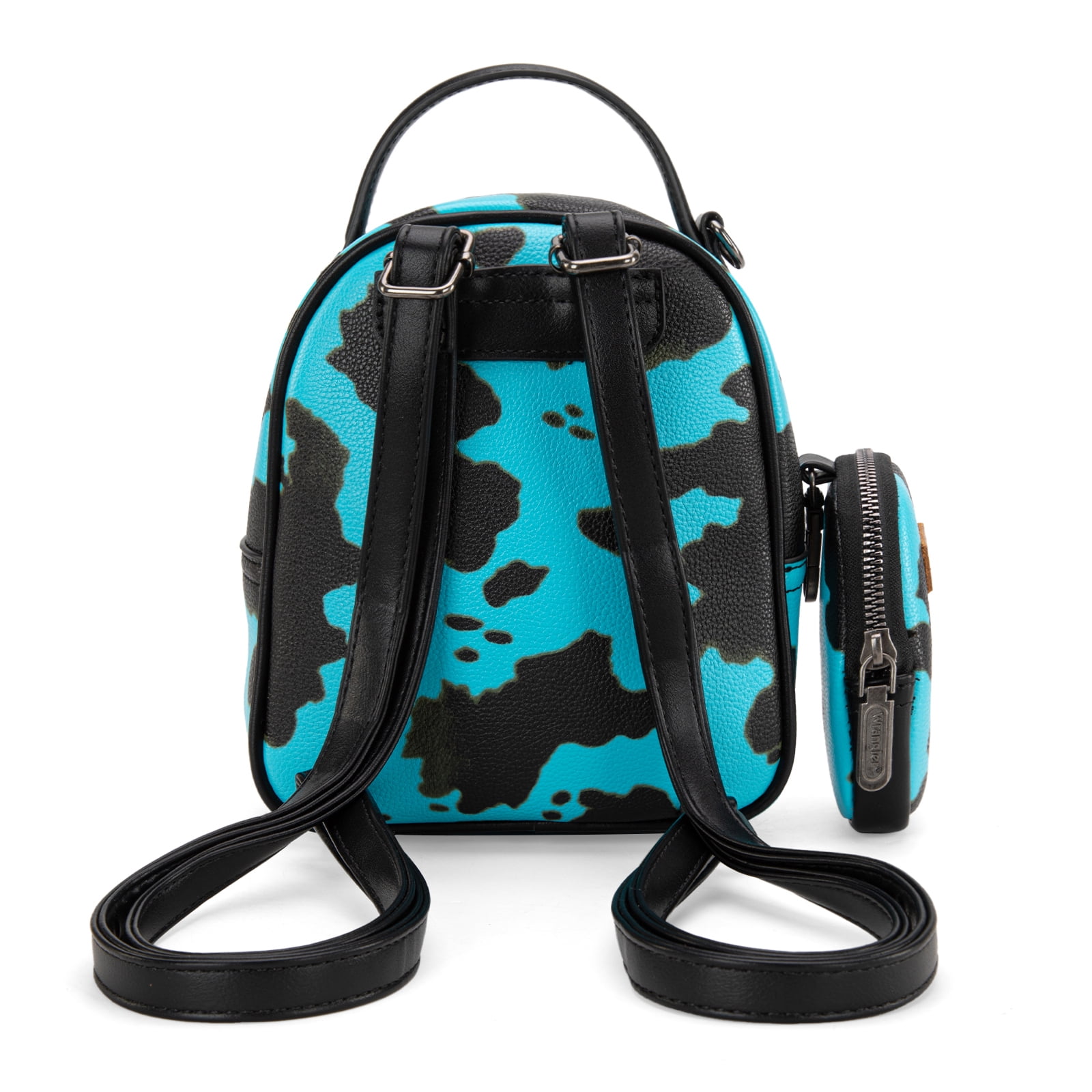 Wrangler Mini Backpack Cute Cow Print Backpack Purse for Women, Turquoise
