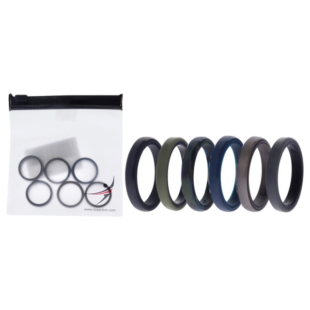 Juego de anillos de boda de silicona ROQ 2 capas 6 mm Camo para hombres