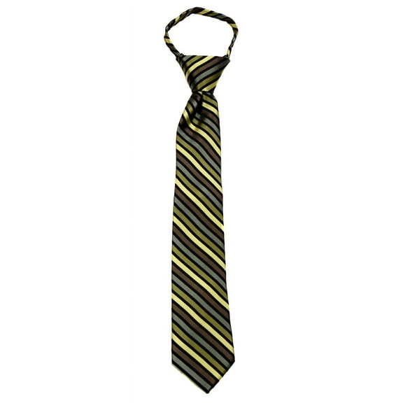 Boys 14 inch Pre Made Striped Fashion Designer Zipper Necktie Stripes