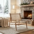 thumbnail image 6 of SAFAVIEH Bandelier Leather Weave Nautical Accent Club Chair, Teak/Off White, 6 of 17