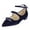 Navy, variant on Women Graceful Bowknot Pointed Toe Flats Buckled Ankle Strap Mary Jane Low Heel Comfortable Casual Walking Shoes Size Size 10 Red