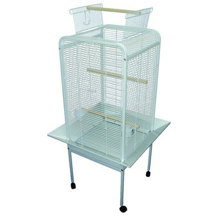 EF22 1/2" Bar Spacing Play Top Parrot Bird Cage - 22"x22" In White
