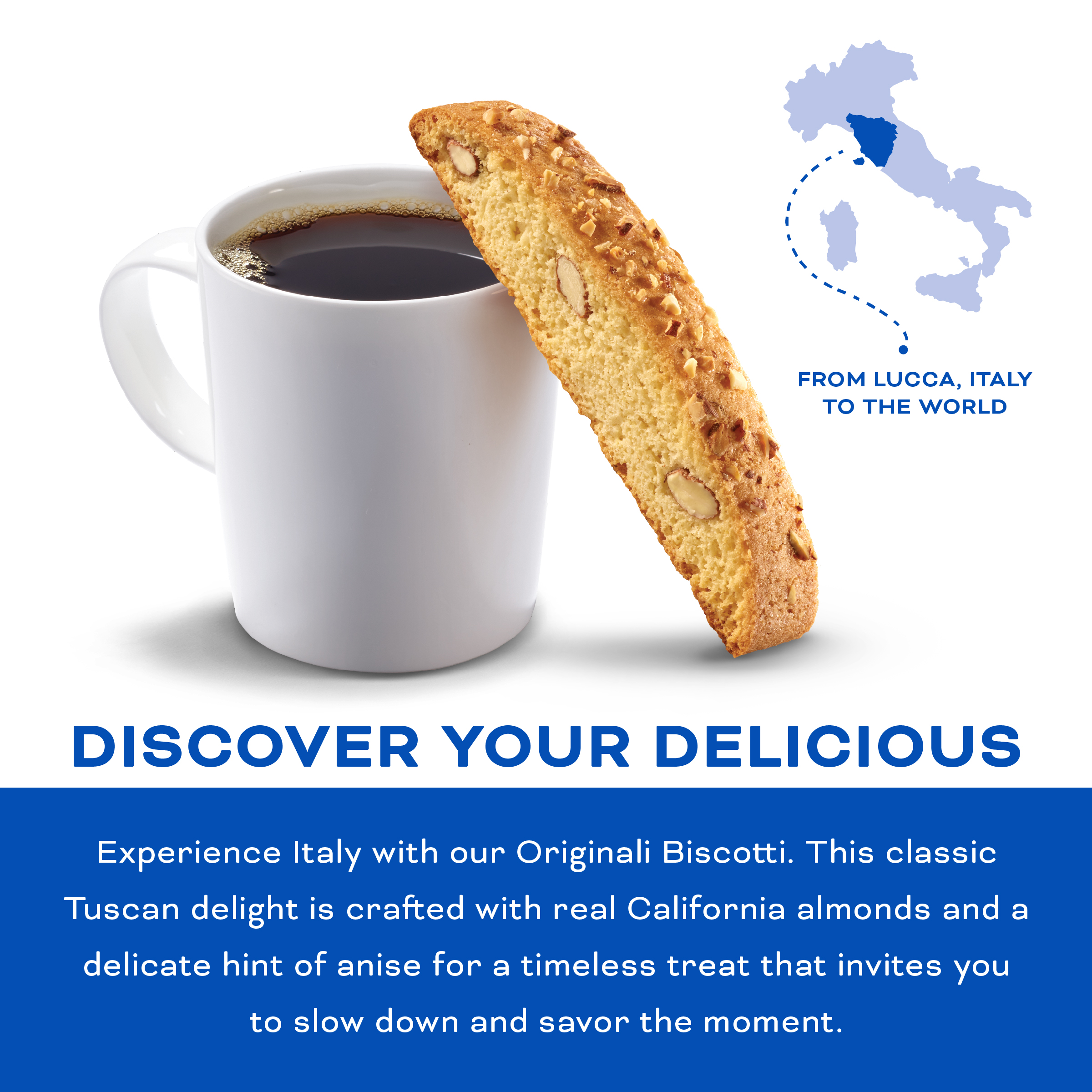 Nonni's Originali Classic Almond Biscotti Cookies – Individually Wrapped Italian Coffee Snack, Crunchy Twice-Baked, 80 Cal Each, 17.25 oz Carton