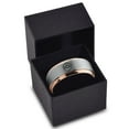 thumbnail image 3 of Tungsten Horoscope Zodiac Astrology Libra Band Ring 8mm Men Women Comfort Fit 18k Rose Gold Step Bevel Edge Brushed Polished, 3 of 4