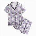 thumbnail image 4 of KPOPLK Little Girls Pajamas Set Halloween Sleepwear Short Sleeve Button Down Silk Shirt and Shorts Sleepwear 2 Piece Kids Pjs 2-13Years,Size 4-5 Years, 4 of 5