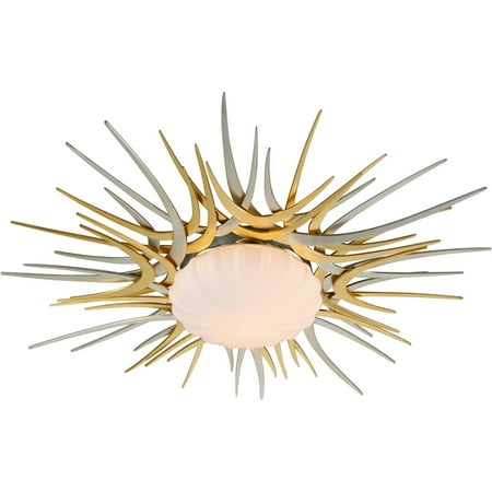 

Flush Mounts 1 Light Bulb Fixture With Silver and Gold Leaf Finish Hand-Crafted Iron and Aluminum LED 6 24 Watts