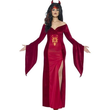 Smiffys 44337X3 Red Curves Devil Costume with Dress & Horns