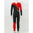 thumbnail image 4 of TiaoBug Kids Girls Rhinestone Long Sleeve Gymnastics Leotard Full Body Ballet Dance Bodysuit Skating Dancewear Red 8, 4 of 7