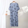 thumbnail image 5 of Nightgown for Women Cotton Long Night Gown Short Sleeve Nightdress Sleepshirt Soft Sleepwear Blue XXL, 5 of 5
