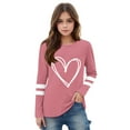 thumbnail image 2 of BRGZLK Girls Valentine Day Fashion Lovely Love Heart Letter Print Casual Round Neck Long Sleeve Pullover Tops Lover Gifts Watermelon Red A 3-4 Years, 2 of 5