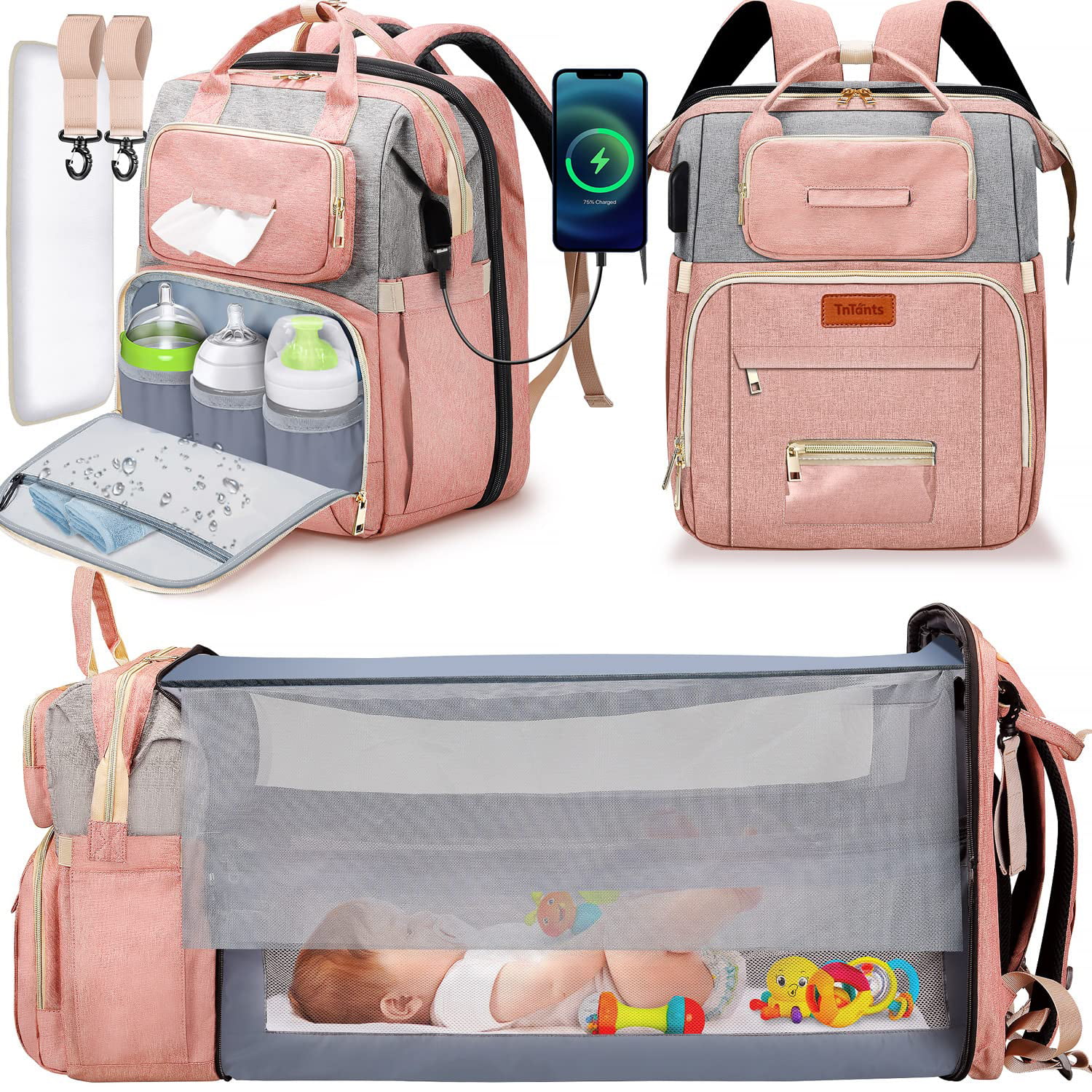 Diaper Bag Backpack with Insulated Bottle Pockets Baby Nappy Changing Bags 