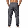 thumbnail image 6 of Zekutng Cargo Pants for Men Strap Decor Small Label Drawstring Tapered Jogger Pants,Sizes S-3XL, 6 of 9