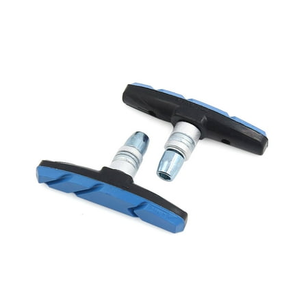 2 Pcs Durable Rubber V-Brake Bike Brake Pads Replacement for Mountain Bicycle Blue Black Silver