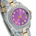 thumbnail image 3 of Pre-Owned Rolex Datejust 26MM 69173 Purple Diamond Dial Diamond Bezel Two Tone Yellow Gold Oyster Bracelet 0.9ct, 3 of 9