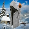 thumbnail image 2 of Viikei Mens Coats Outerwear Winter Mens Winter Coats Men's Winter Long Sleeved Cardigan Pockets Solid Color Warm Plush Hooded Jacket Fleece Sweater Coat, 2 of 3