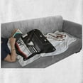 thumbnail image 6 of 70s Party Soft Flannel Fleece Blanket, Broken Analogue Audio Cassette Music Playing Record Vintage Technology, Cozy Plush for Indoor and Outdoor Use, 50" x 70", Orange Caramel White, by Ambesonne, 6 of 6